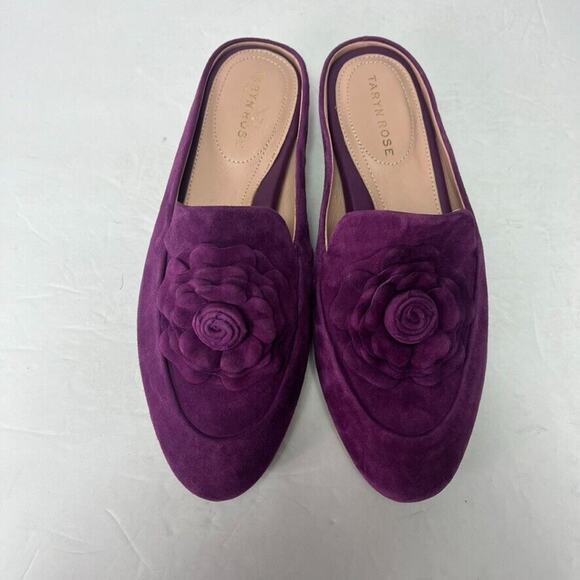 Taryn Rose Shoe Women 6.5B Blythe Mules Silky Violet Suede Leather - Picture 2 of 12